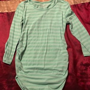 Motherhood Maternity Blouse Green Striped